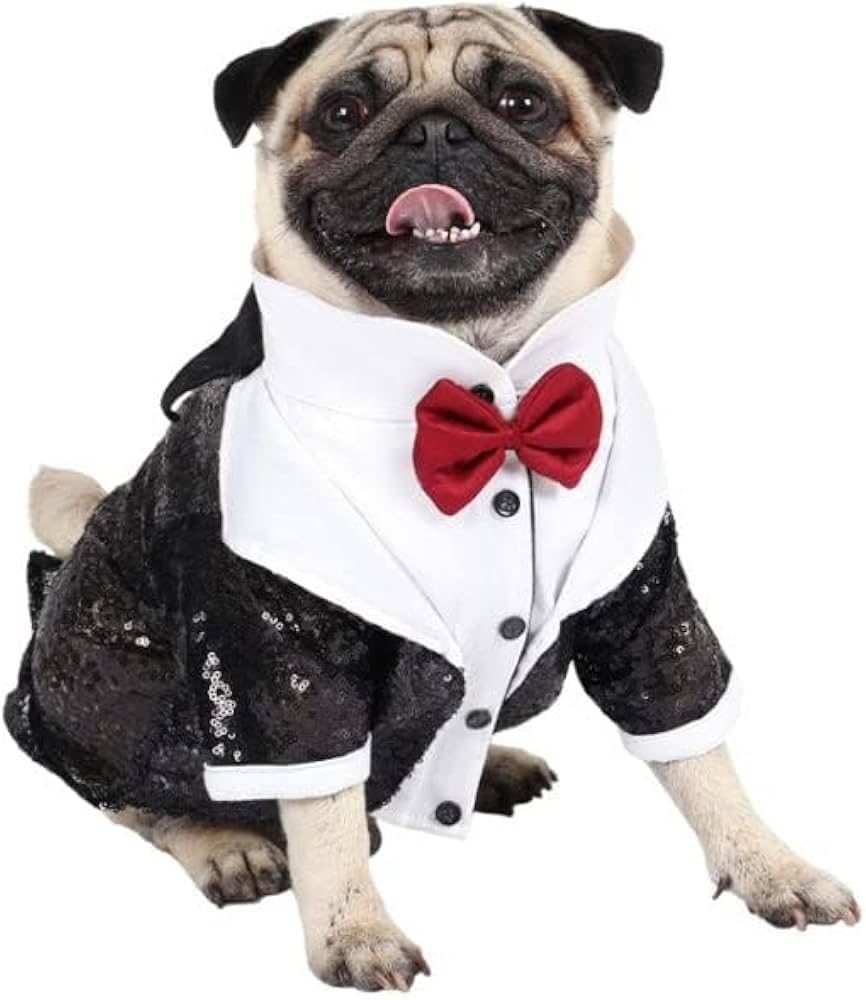 Bhumi Enterprises Dog Tuxedo - Glitter Black Dog Dress for Parties